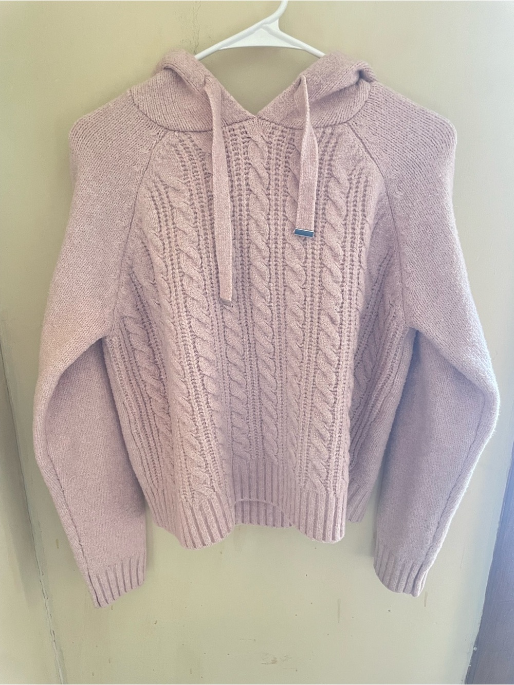 cupcakes & cashmere Cable Knit Hoodie in Pale Pink